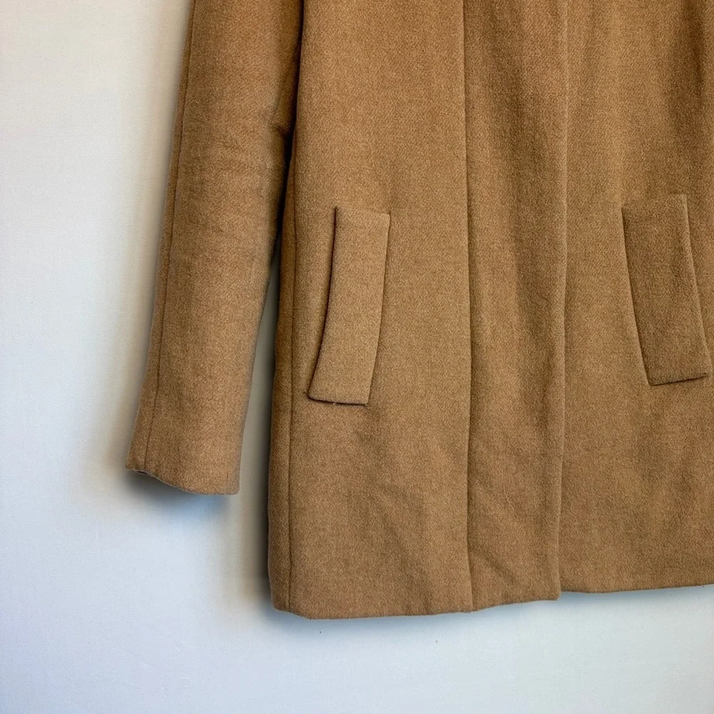 J Crew Factory City Coat 00 Camel Wool Blend Funnel Neck Car Coat Jacket